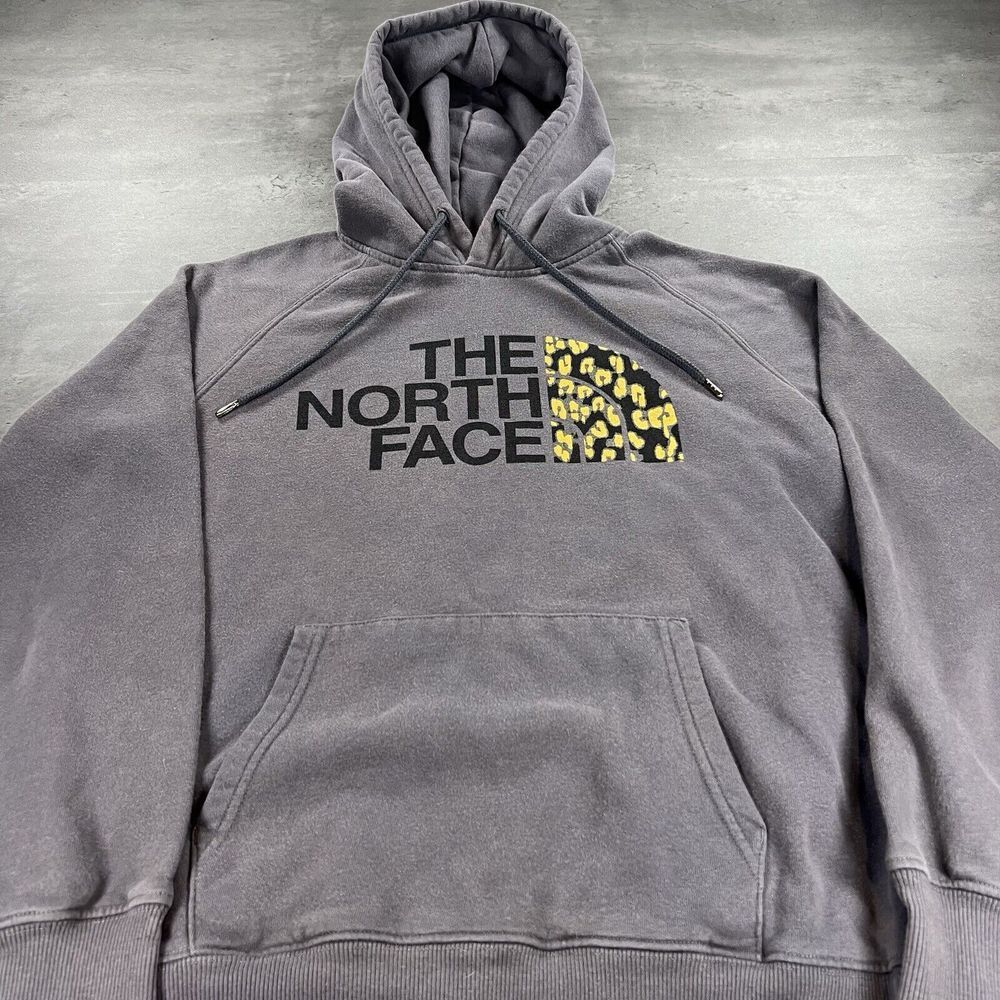 North Face Hoodie Women Small‎ Gray Leopard Cheetah Sweatshirt Gorpcore Jacket